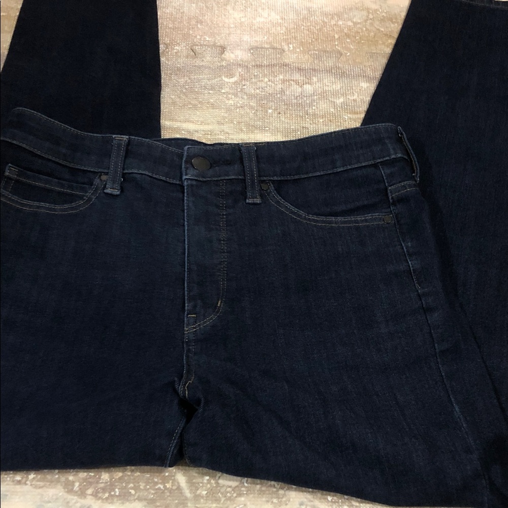 Uniqlo Women High Rise Skinny Tapered Jeans Dark Indigo size 28
